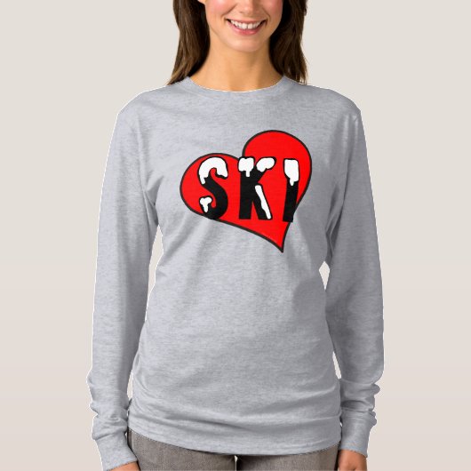 Snowy Ski Heart T-Shirt (Vorderseite)