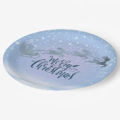Snowy Sleigh & Reindeer Christmas Pappteller (Schrägansicht)