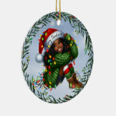 Snowy Smiles and a Santa Hat of Wishes Keramik Ornament (Rechts)