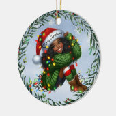 Snowy Smiles and a Santa Hat of Wishes Keramik Ornament (Links)