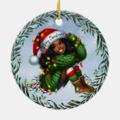 Snowy Smiles and a Santa Hat of Wishes Keramik Ornament (Hinten)