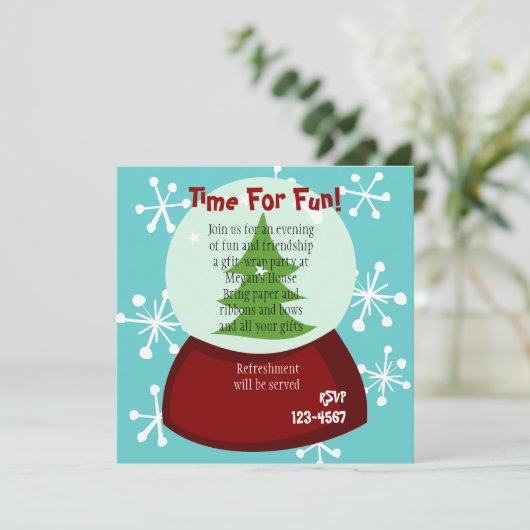 Snowy Snow-Globe Einladung (Stehend Vorderseite)