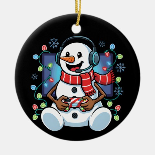 Snowy Snowman Gamer Keramik Ornament (Vorne)