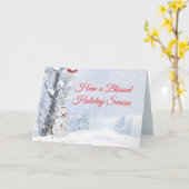 Snowy Snowman Holiday Karte (Gelbe Blume)