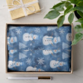 Snowy Snowmen Blue Winter Weihnachtsmuster Seidenpapier (Geschenk)