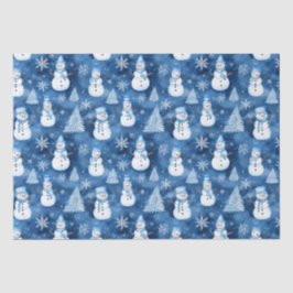 Snowy Snowmen Blue Winter Weihnachtsmuster Seidenpapier