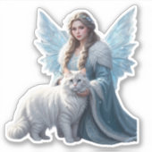 Snowy Solace - Fairy und Cat Sticker (Vorderseite)