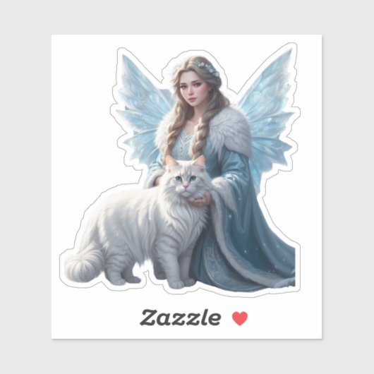 Snowy Solace - Fairy und Cat Sticker (Blatt)