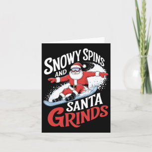 Snowy Spins Santa Grinds Snowboarder Weihnachtsfes Karte