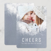Snowy Splashes Holiday Foto Feiertagskarte (Vorne/Hinten)