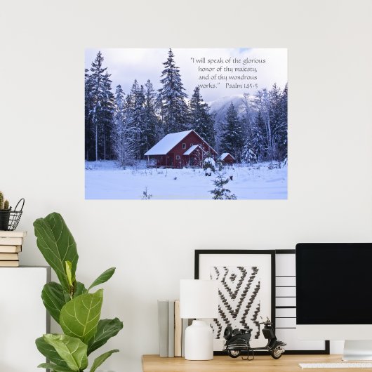 Snowy Splendor Print w/Scripting Verse Poster (Heimbüro)