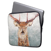Snowy Stag Malerei von MirandaPA - Laptop-Sieb Laptopschutzhülle (Vorderseite Links)