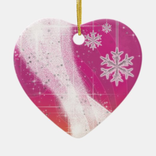 Snowy Star Ribbon (pink & gelb) anpassen Keramikornament (Vorne)