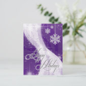 Snowy Star Ribbon (tief lila) Postkarte (Stehend Vorderseite)