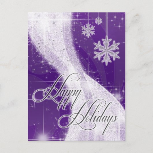 Snowy Star Ribbon (tief lila) Postkarte (Vorderseite)