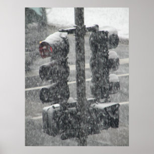 Snowy Stoplight Poster
