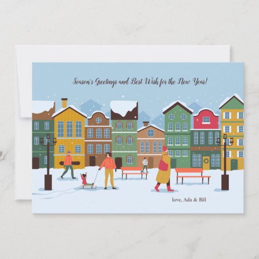 Snowy Street Holiday Card Feiertagskarte (Vorderseite)