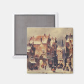 Snowy Street in Haarlem von Charles Leickert Magnet (Vorderseite/Rückseite)