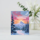 Snowy Summit Sunset | Winter Landscape Painting Postkarte (Stehend Vorderseite)