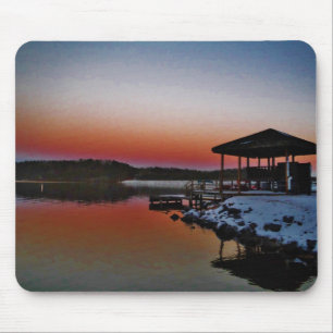 Snowy Sunset am Arrowhad-See Mousepad