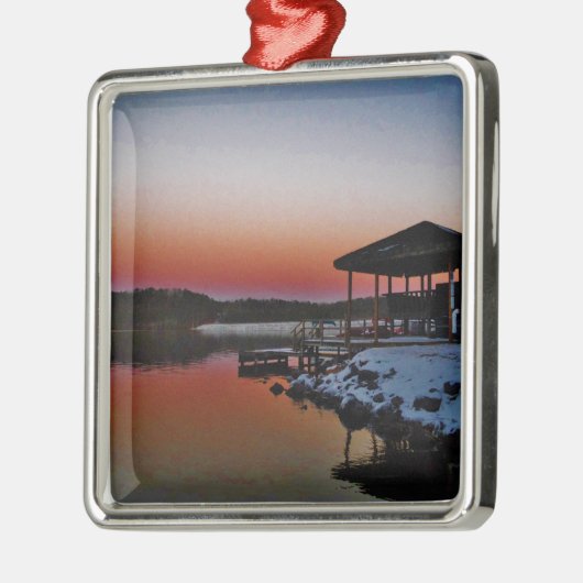 Snowy Sunset am Arrowhad-See Ornament Aus Metall (Links)