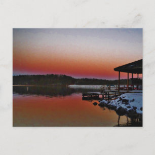 Snowy Sunset am Arrowhad-See Postkarte
