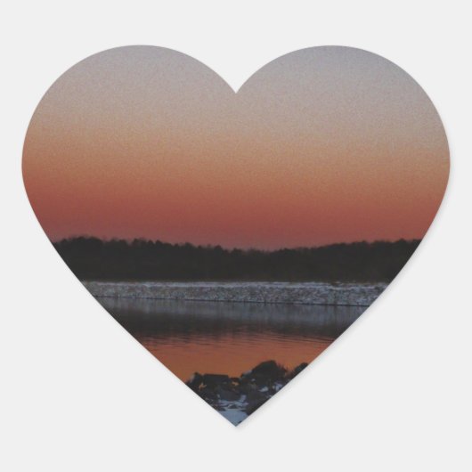 Snowy Sunset am Arrowhead See Herz-Aufkleber (Vorderseite)