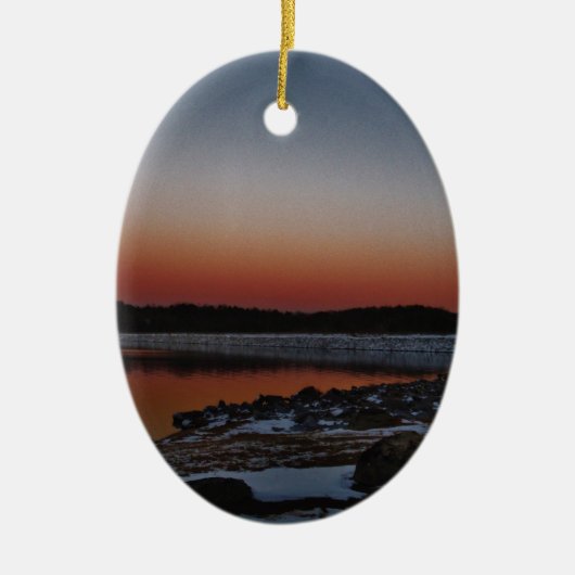 Snowy Sunset am Arrowhead See Keramik Ornament (Vorne)