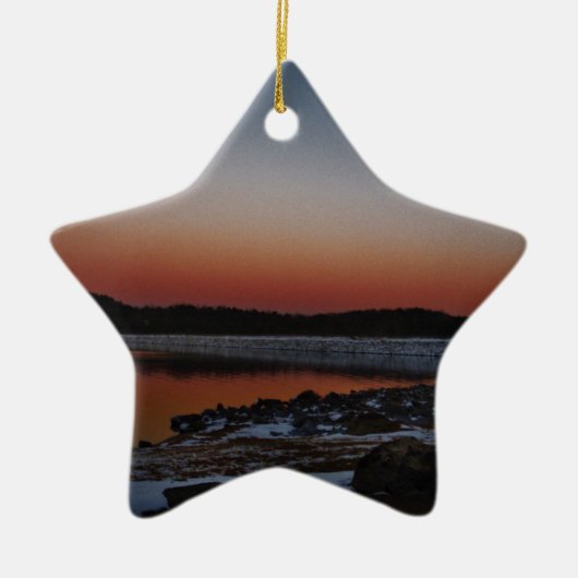 Snowy Sunset am Arrowhead See Keramikornament (Vorne)