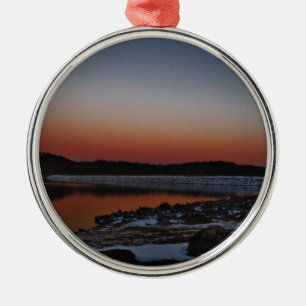 Snowy Sunset at Lake Arrowhead Ornament Aus Metall