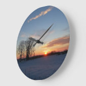 Snowy Sunset Große Wanduhr (Winkel)