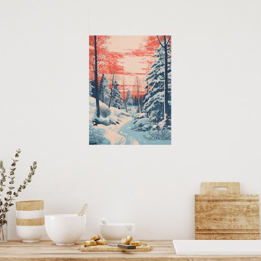 Snowy Sunset Serenity Poster (Küche)