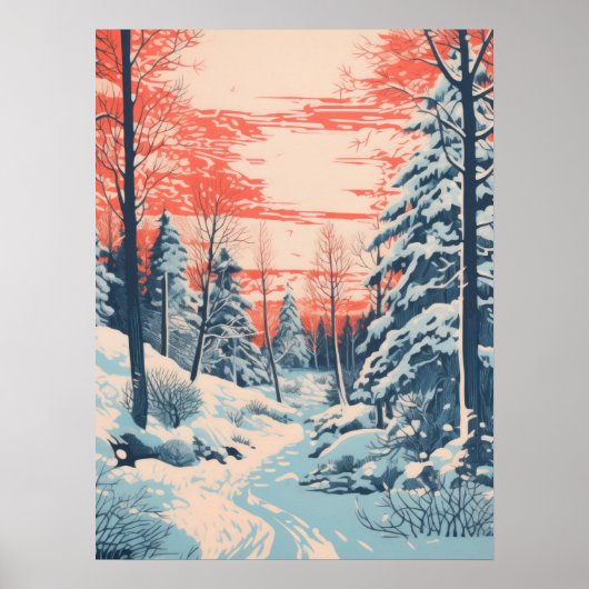 Snowy Sunset Serenity Poster (Vorne)