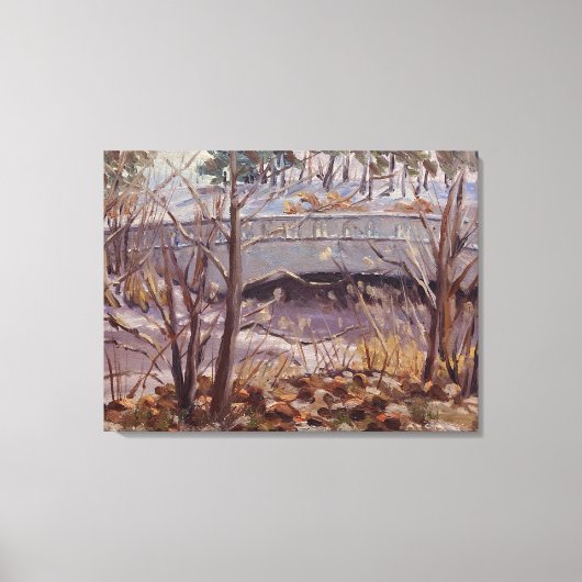 Snowy Szene der Brücke im Forest Park St. Louis Leinwanddruck (Vorderseite)