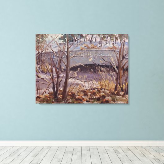 Snowy Szene der Brücke im Forest Park St. Louis Leinwanddruck (Insitu (Holzboden))