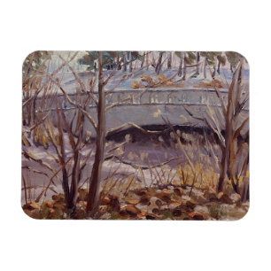 Snowy Szene der Brücke im Forest Park St. Louis Magnet