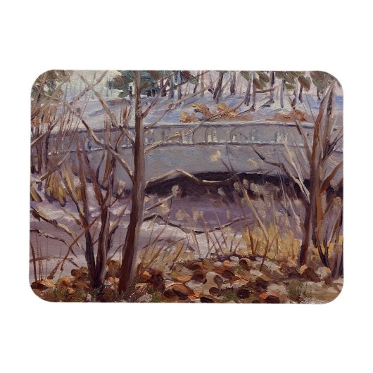 Snowy Szene der Brücke im Forest Park St. Louis Magnet (Horizontal)