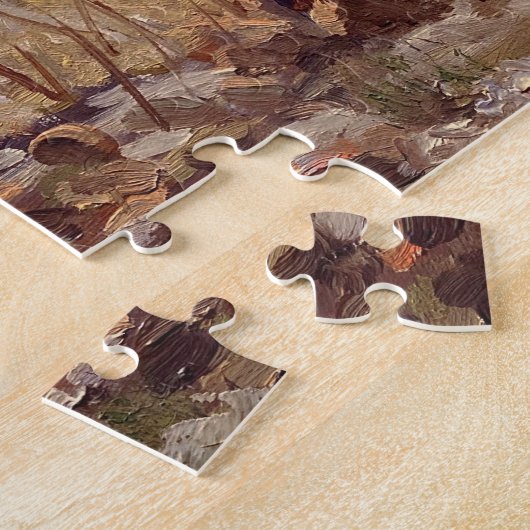 Snowy Szene der Brücke im Forest Park St. Louis Puzzle (Seite)