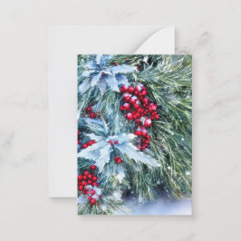 Snowy Tanne und heilige Budget Mini Weihnachten Mitteilungskarte