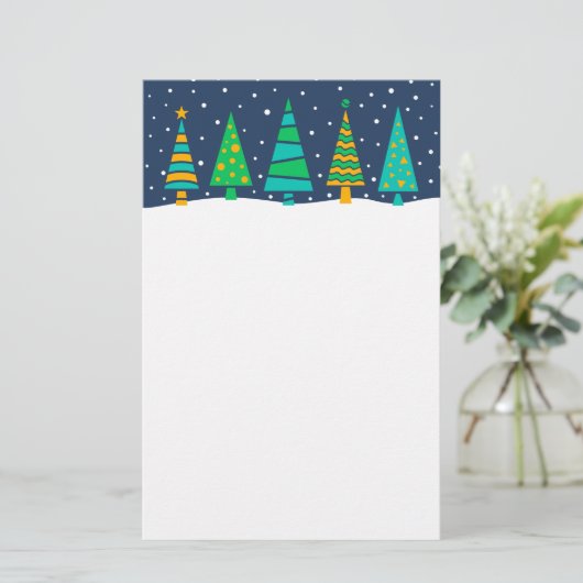 Snowy-Tannenbaum-Briefpapier Briefpapier (Stehend Vorderseite)