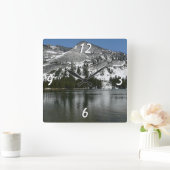 Snowy Tenaya Lake Yosemite National Park Foto Quadratische Wanduhr (Zuhause)