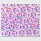 Snowy Tiger Niedlich Neon Kidcore Geschenkpapier (Flach)