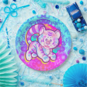 Snowy Tiger Niedlich Neon Kidcore Pappteller (Party)