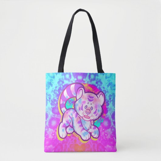 Snowy Tiger Niedlich Neon Kidcore Tasche (Vorderseite)