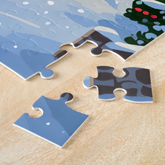 Snowy Town Square mit Weihnachtsbaum Puzzle (Seite)