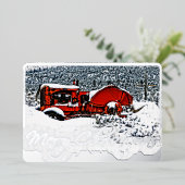 Snowy Tractor Christmas Folien Feiertagskarte (Stehend vorne)