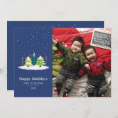 Snowy Tree Lot Night Feiertagskarte (Vorne/Hinten)