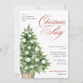 Snowy Tree Modern Elegantes Script Weihnachts-Part Einladung (Vorderseite)