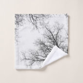 Snowy Tree Silhouetten #1 #minimal #wall #decor Badhandtuch Set (Waschlappen)