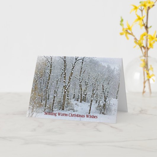 Snowy Trees and Snow Fallende Weihnachtskarte Karte (Gelbe Blume)